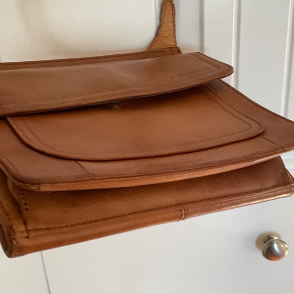 Vintage Y2K cognac brown Fossil | Leather Crossbody Purse bag satchel - Picture 9 of 15